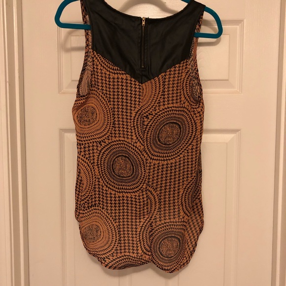 Chiffon & Leather mix sleeveless top - Picture 4 of 5